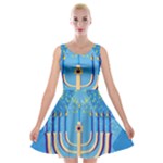 Hanukkah Menorah Velvet Skater Dress