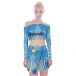 Hanukkah Menorah Off Shoulder Top with Mini Skirt Set