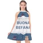 Xmas Buona Befana Halter Neckline Chiffon Dress 