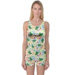 pop art christmas tree One Piece Boyleg Swimsuit