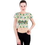 pop art christmas tree Crew Neck Crop Top