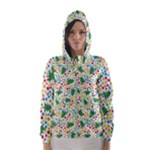 pop art christmas tree Hooded Wind Breaker (Women)