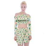 pop art christmas tree Off Shoulder Top with Mini Skirt Set