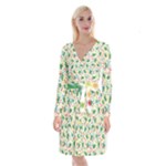 pop art christmas tree Long Sleeve Velvet Front Wrap Dress