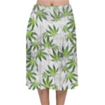 Gray Cannabis Marijuana Velvet Flared Midi Skirt