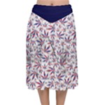 Purple White Cannabis Marijuana Velvet Flared Midi Skirt