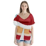 Sexy Mrs Santa Claus V-Neck Flutter Sleeve Top