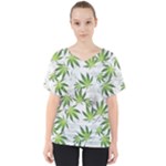 Gray Cannabis Marijuana V-Neck Dolman Drape Top