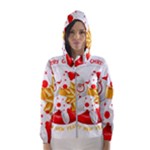 Santa Claus Happy New Year Hooded Wind Breaker (Women)