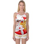 Santa Claus Happy New Year One Piece Boyleg Swimsuit