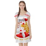 Santa Claus Happy New Year Short Sleeve Skater Dress