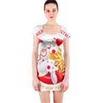 Santa Claus Happy New Year Short Sleeve Bodycon Dress