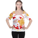 Santa Claus Happy New Year Cutout Shoulder Tee