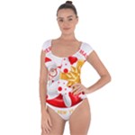 Santa Claus Happy New Year Short Sleeve Leotard 