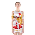 Santa Claus Happy New Year Shoulder Cutout One Piece