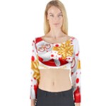 Santa Claus Happy New Year Long Sleeve Crop Top