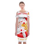 Santa Claus Happy New Year Classic Short Sleeve Midi Dress