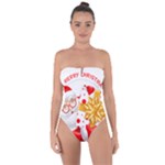 Santa Claus Happy New Year Tie Back One Piece Swimsuit