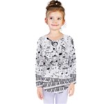 Black & White Music note Kids  Long Sleeve Tee