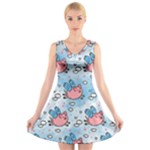 flying pigs V-Neck Sleeveless Dress