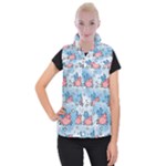 flying pigs Women s Button Up Puffer Vest