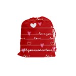 Red Love You Drawstring Pouch (Medium)