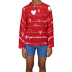 Red Love You Kids  Long Sleeve Swimwear