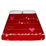 Red Love You Fitted Sheet (Queen Size)