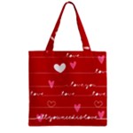 Red Love You Zipper Grocery Tote Bag