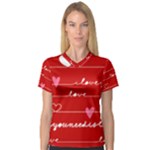 Red Love You V-Neck Sport Mesh Tee