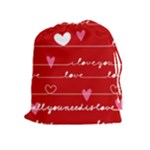 Red Love You Drawstring Pouch (XL)