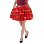 Red Love You A-Line Pocket Skirt