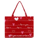 Red Love You Zipper Medium Tote Bag