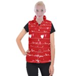 Red Love You Women s Button Up Puffer Vest