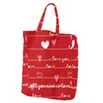 Red Love You Giant Grocery Zipper Tote