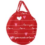 Red Love You Giant Round Zipper Tote