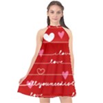 Red Love You Halter Neckline Chiffon Dress 