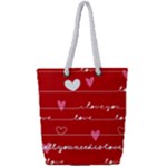 Red Love You Full Print Rope Handle Tote (Small)