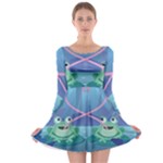 valentines day frog lovers Long Sleeve Skater Dress