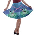 valentines day frog lovers A-line Skater Skirt