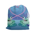 valentines day frog lovers Drawstring Pouch (XL)