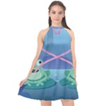 valentines day frog lovers Halter Neckline Chiffon Dress 