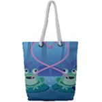 valentines day frog lovers Full Print Rope Handle Tote (Small)