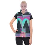 Vaporwave Aesthetic Women s Button Up Puffer Vest