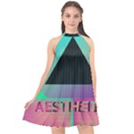 Vaporwave Aesthetic Halter Neckline Chiffon Dress 