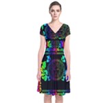 Rainbow Medusa  Short Sleeve Front Wrap Dress