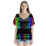 Rainbow Medusa  V-Neck Flutter Sleeve Top