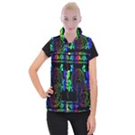 Rainbow Medusa  Women s Button Up Puffer Vest