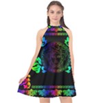 Rainbow Medusa  Halter Neckline Chiffon Dress 