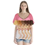 international Womens Day V-Neck Flutter Sleeve Top